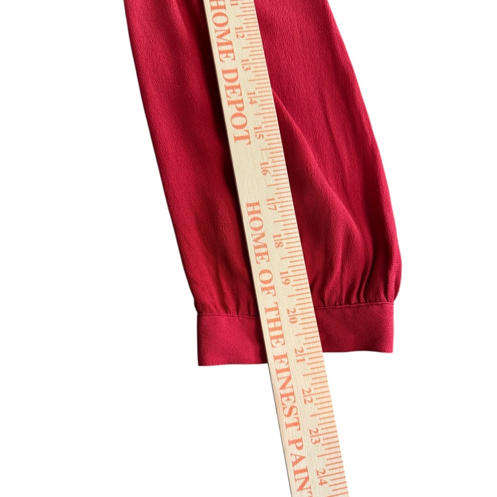 Madewell Red Viscose Wrap Tie Front Long Sleeve V Neck Blouse Top Womens Medium - Picture 10 of 12